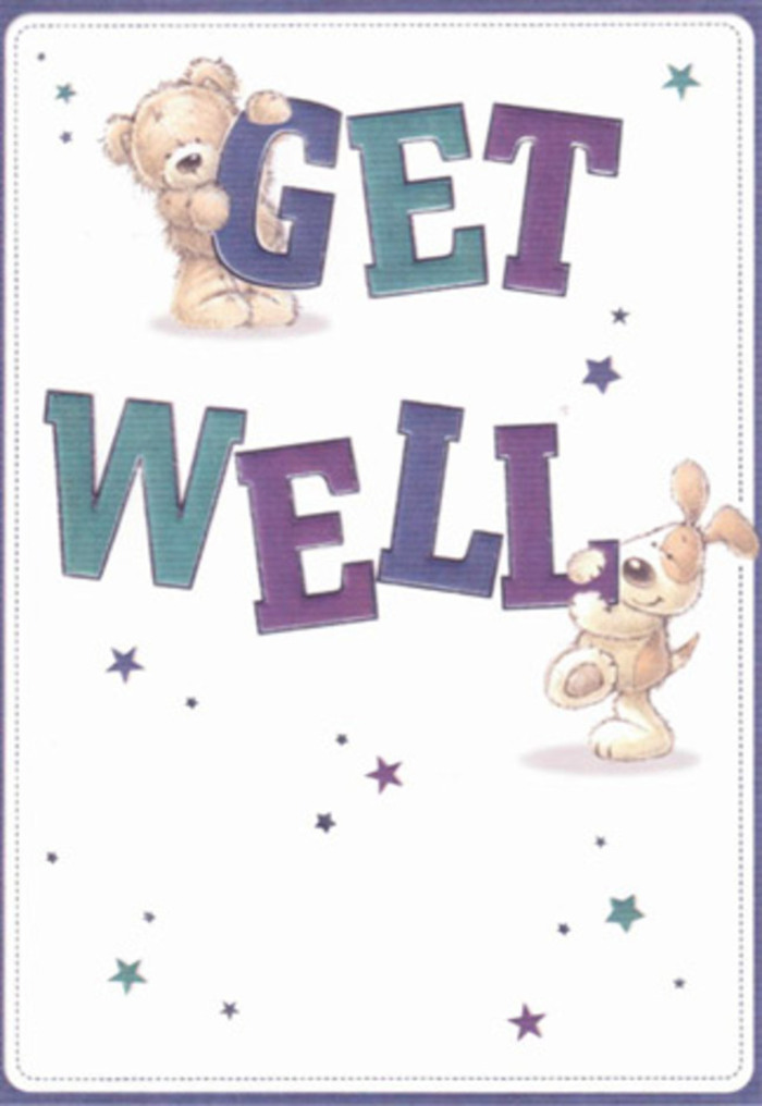 This illustrated get well card offers up a tender embrace, its affectionate tones echoing the neighbourly spirit felt across Anerley's community gardens. Lovingly painted, a sweet-natured bear and a floppy-eared puppy create a sense of companionship-each element thoughtfully balanced, much like a hand-tied bouquet from a local florist. Playful stars scatter around the duo, flecked in lavenders, indigos, and sky blues that recall the twilight over Anerley Hill. The typography commands the scene in plush, bold letters shaded with gradients of teal and purple, anchoring the whimsical design with both confidence and charm. The bear's soft fleece seems to radiate gentle comfort, while the puppy's inviting floppy ears beg to be touched, as if offering tactile reassurance. Imagine sending this card along with a bouquet from Flowers Anerley to someone dear-both the message and the flowers working together to create a moment of heartfelt encouragement. The light, open composition keeps the mood buoyant and uplifting, perfect for infusing a sense of calm and recovery into any home, whether nestled along Anerley Road or near Betts Park. Each visual choice here-colour, texture, and joyful character-conveys genuine warmth and optimism, inviting the recipient to feel cherished and supported.